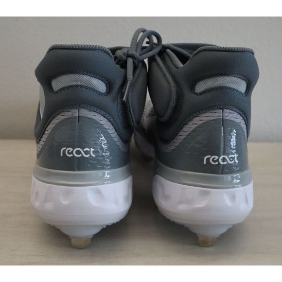 Nike DJ6520 012 Men's Sz 9.5 Gray Alpha Huarache Elite 4 Mid Baseball Cleats - Picture 3 of 5